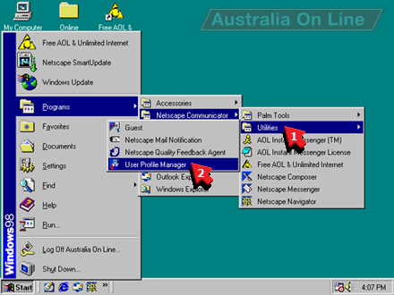 Start menu's Netscape Communicator User Profile Manager. 