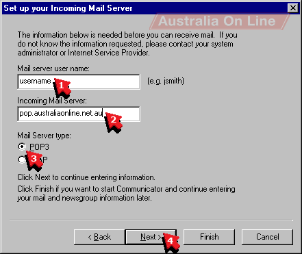 Set up your Incoming Mail Server dialog. 
