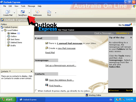 Outlook Express Send/Receive button. 